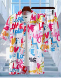 Men's Casual Summer Shirt Set Heart English Two-piece Co-ord Set